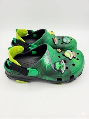 Crocs Ron English Area 54 All Terrain Clog J6 Green Cosmic Alien Graphic FLAW